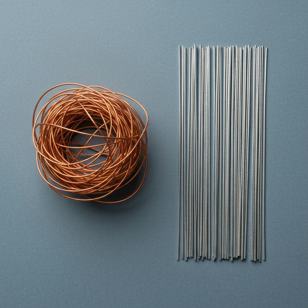 A conceptual, minimalist flat-lay image showing a messy, tangled ball of wire on the left side transitioning into neatly organized, parallel, straight wires on the right side. Placed on a clean, matte slate-gray background, representing the psychological shift from mental chaos to organized cognitive offloading.