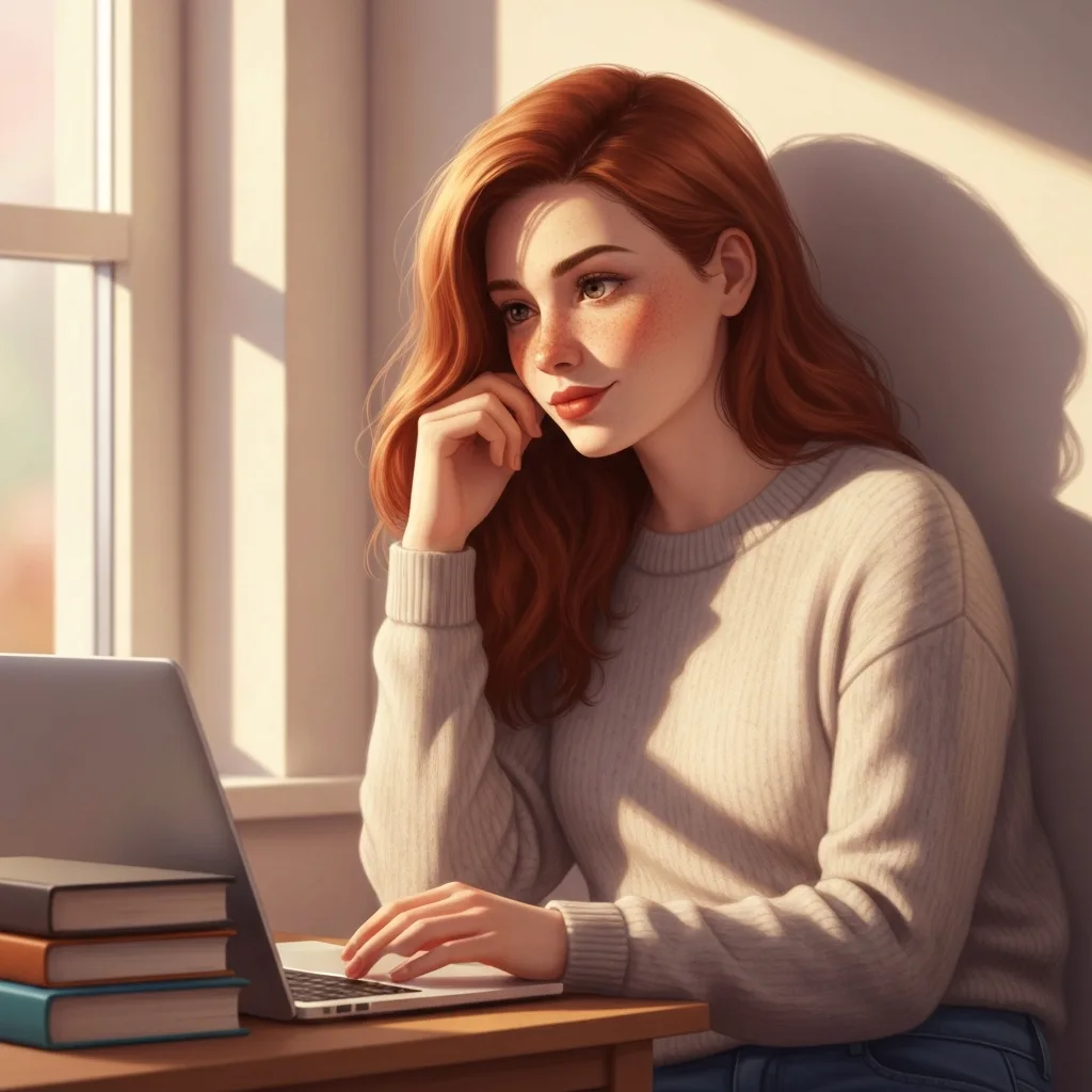 An over-the-shoulder shot of a professional at a clean, minimalist wooden desk, looking at a computer screen. Next to the keyboard is a simple physical inbox tray containing three neat index cards. The lighting is bright and natural, casting soft shadows, emphasizing a calm, stress-free, and organized workspace.