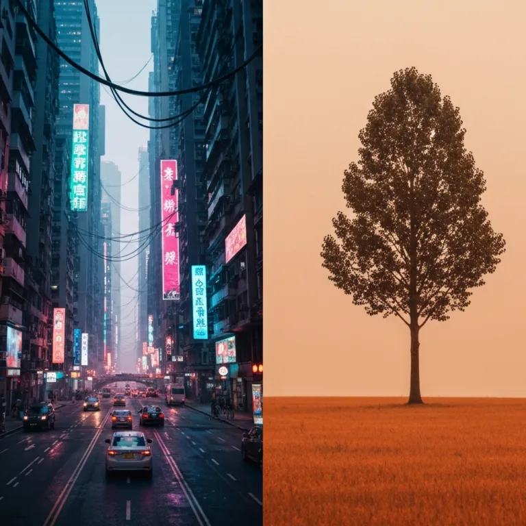 A split-screen conceptual image. On the left, a chaotic desk with a person holding their head in their hands, overwhelmed by glowing, floating question marks. On the right, a clean, minimalist workspace bathed in morning light, with a single clear path illuminated on the desk. High-quality, cinematic lighting, photorealistic.