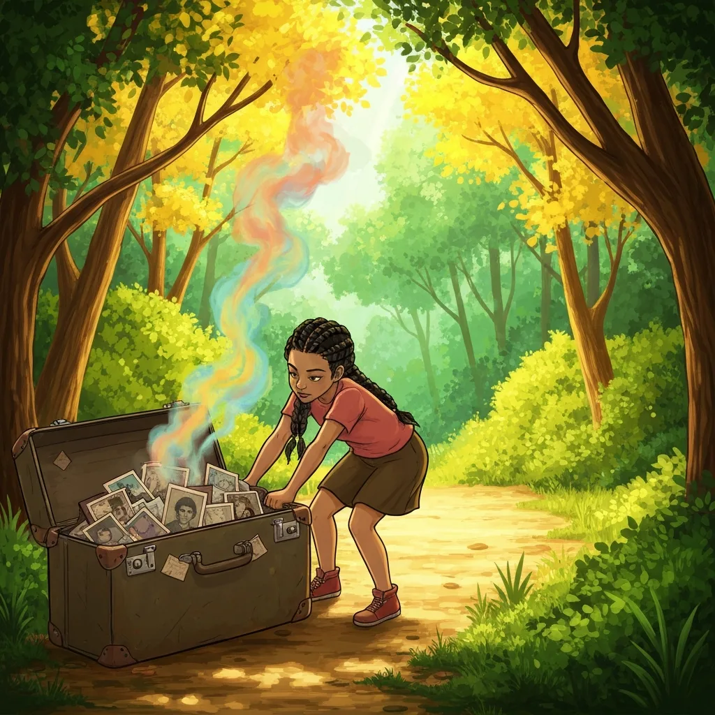 A visual metaphor of mental baggage and letting go. A beautifully crafted hot air balloon struggling to rise, tethered to the ground by heavy, rusted iron weights. A pair of hands is cutting one of the thick ropes with a sharp, gleaming knife, allowing the balloon to finally ascend into a clear, bright blue sky. High resolution, symbolic, inspiring.