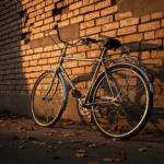 A cinematic, moody shot of an old vintage typewriter sitting on a heavy wooden desk. A piece of textured paper is rolled into the carriage, with a single, clearly unfinished sentence typed on it. Soft, warm morning light streams through a nearby window, illuminating dust motes in the air. Highly detailed, photorealistic, evocative atmosphere.