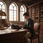 A conceptual, highly detailed illustration of a human silhouette filled with glowing, tangled neon threads representing accumulated stress, standing in a serene, softly lit minimalist room. The glowing threads slowly untangle and dissolve into the air, symbolizing the release of emotional debt. Cinematic lighting, photorealistic textures.