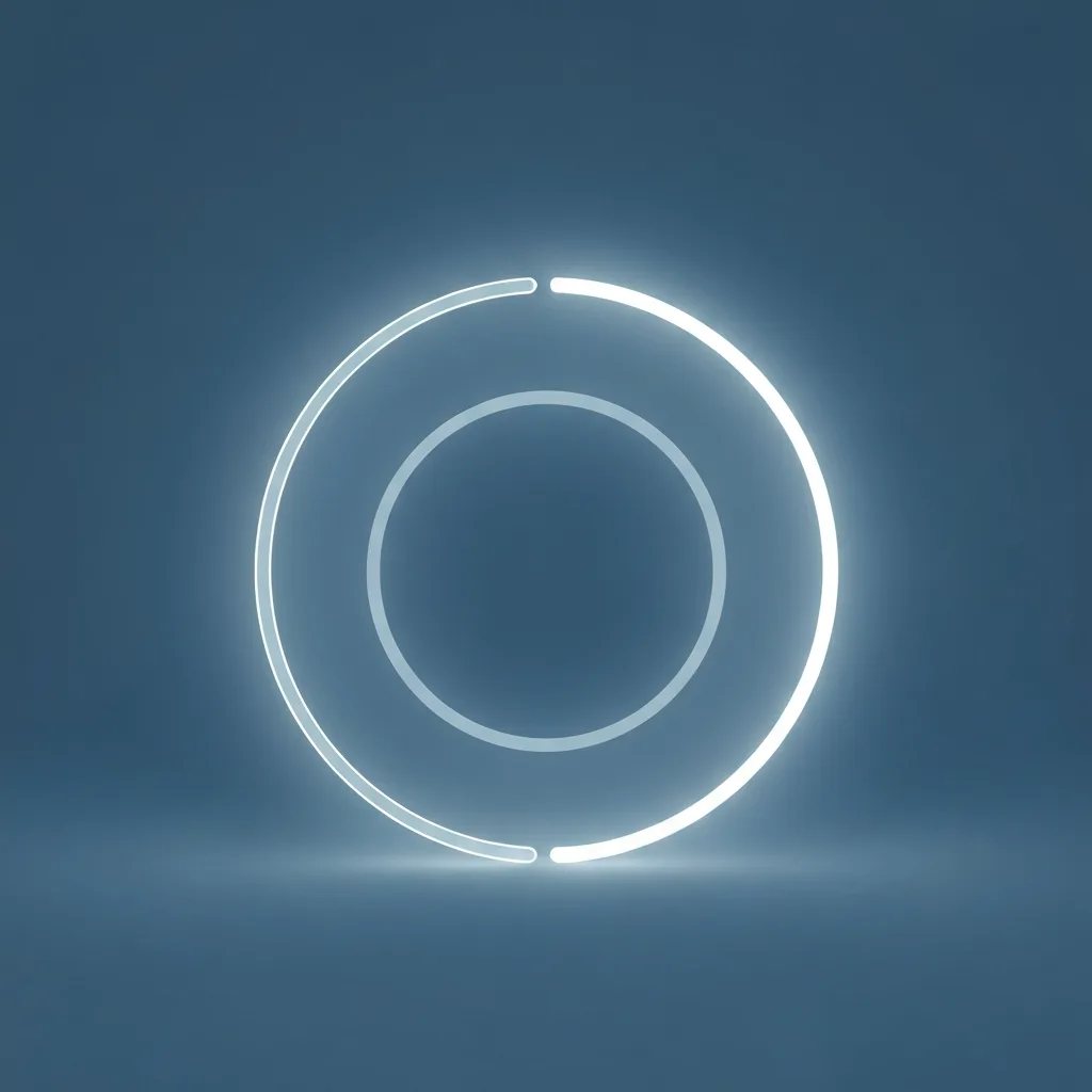 A conceptual image showing a glowing, semi-transparent circle slowly closing its gap in the center of a calm, dark blue background. The imagery represents the psychological completion of an open loop. Smooth gradients, minimalist design, highly detailed, evoking a sense of mental relief and emotional closure.