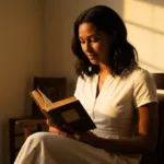 A serene, well-lit room with a wooden desk. A person's hands are visible writing in a minimalist journal, symbolizing the externalization of thoughts. Soft morning light filtering through a window, casting gentle shadows. Cinematic lighting, photorealistic, 8k resolution, calm and introspective atmosphere.