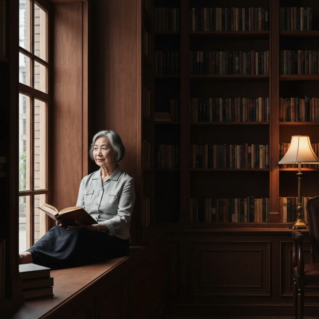 A conceptual image of a vintage, leather-bound ledger book sitting on a dark oak desk under the warm glow of a brass desk lamp. The open pages are filled with perfectly neat, binary checkmarks in black ink. A sleek, modern fountain pen rests on the page. Moody, atmospheric, photorealistic.