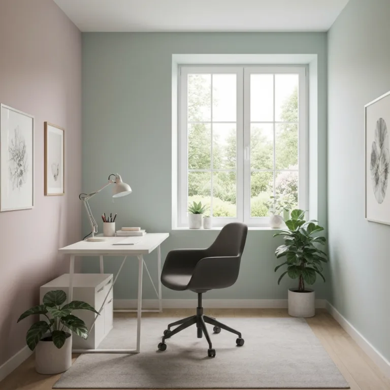 A minimalist workspace featuring a wooden desk with a notebook, a sleek laptop, and a cup of black coffee. The lighting is natural and bright, casting soft geometric shadows. Above the desk, a subtle, abstract visualization of colorful interlocking blocks representing varied tasks floats in the air, creating a modern, professional aesthetic.