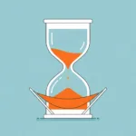 A minimalist, conceptual illustration showing a ticking hourglass where the falling sand is expanding into a comfortable, soft hammock at the bottom, symbolizing time buffers turning into procrastination. Clean lines, muted corporate color palette with a pop of bright orange, modern editorial illustration style.