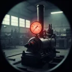 A conceptual, cinematic image of a vintage, heavy-metal steam engine with a pressure gauge pushed deep into the red zone, glowing intensely in a dimly lit, gritty workshop, symbolizing contained motivation and raw internal drive.