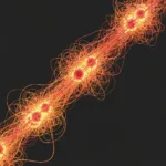 A hyper-realistic, conceptual image showing a person's silhouette filled with glowing, tangled neural pathways. The pathways are illuminated in warm orange and red tones, symbolizing the reinforcement of emotional distress. The background is a stark, dark gray to create high contrast, emphasizing the internal biological process over the external environment. Cinematic lighting, 8k resolution, photorealistic.