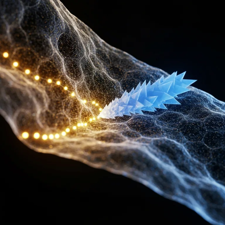 A conceptual macro photography shot of a delicate, glowing semi-permeable membrane, like a biological cell wall, selectively allowing warm golden light particles to pass through while gently deflecting harsh blue jagged particles. Dark background, cinematic lighting, highly detailed.