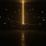 A stark, conceptual image showing a single, intense beam of golden light cutting through a dark room and hitting a prism, contrasting with scattered, weak, fragmented beams of light in the background. Cinematic lighting, highly detailed, photorealistic.