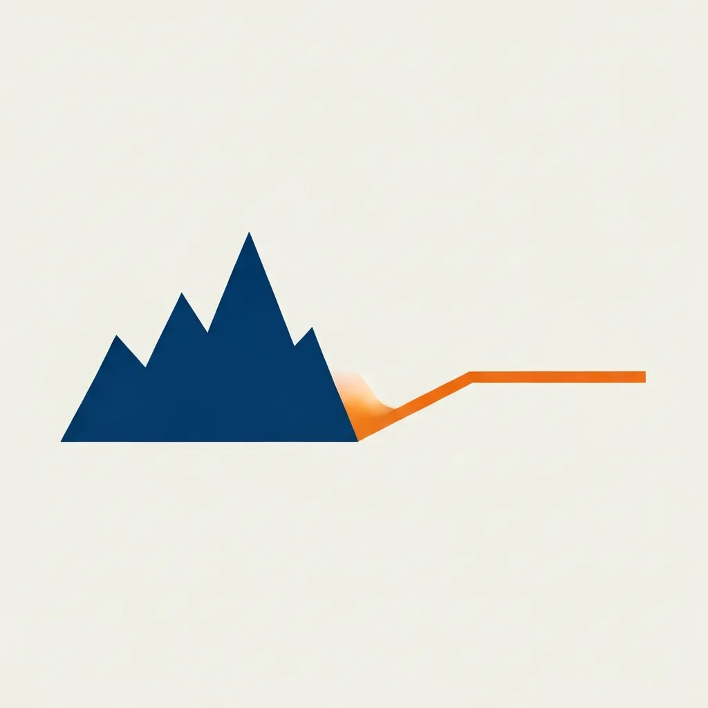 A minimalist, conceptual image showing two paths: one is a jagged, steep mountain graph representing intermittent hustle, and the other is a smooth, continuous, gently sloping line representing steady idle speed. Clean background, corporate yet artistic style.