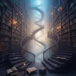 A surreal library with endless shifting staircases and towering bookshelves that fade into a misty, dreamlike abyss, atmospheric lighting, highly detailed digital art.