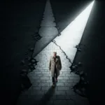 A conceptual and minimalist representation of the sunk cost fallacy. A person is walking down a long, crumbling, dark stone path that clearly leads to a dead end, while a bright, smooth, illuminated pathway diverges sharply to the right. Cinematic lighting, high contrast, professional corporate aesthetic.