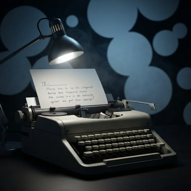 A dimly lit, moody writer's desk featuring a vintage typewriter. A single sheet of paper is half-filled with text, stopping abruptly mid-sentence. The background features blurred, abstract shapes representing mental clarity breaking through mental fog, cinematic lighting, highly detailed.