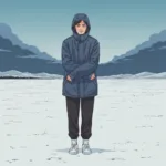 A conceptual illustration of a person standing inside a small, impenetrable transparent glass box in the middle of a vibrant, bustling park. The person looks safe but isolated, watching others connect. Soft, moody lighting, modern editorial illustration style, muted color palette with a stark contrast between the cold glass and the warm outside world.