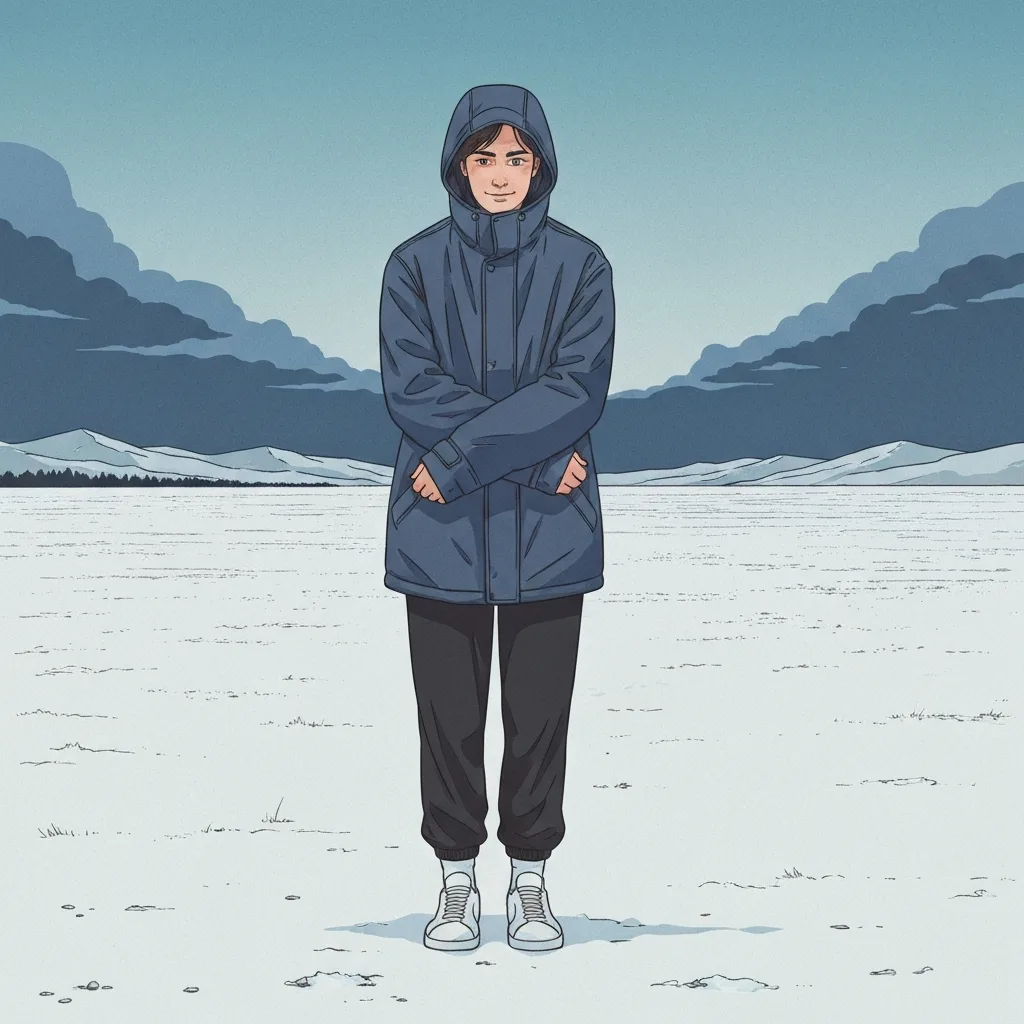 A conceptual illustration of a person standing inside a small, impenetrable transparent glass box in the middle of a vibrant, bustling park. The person looks safe but isolated, watching others connect. Soft, moody lighting, modern editorial illustration style, muted color palette with a stark contrast between the cold glass and the warm outside world.