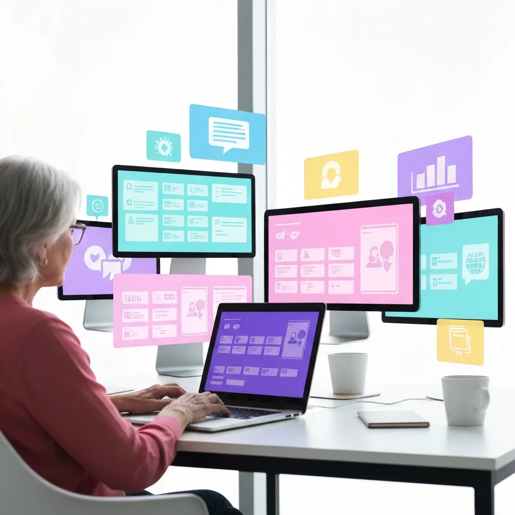 A visual metaphor for the 'Hydra Effect' in productivity. A sleek, modern office setting where a person is typing on a laptop. From the laptop screen, multiple glowing, neon-blue and orange email icons are multiplying and floating rapidly into the air, representing how answering one message spawns three more. High-tech, slightly futuristic but grounded aesthetic.