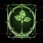 A macro shot of a fragile, glowing glass sapling growing inside a heavy, protective iron vault, dramatic lighting, cinematic, conceptual photography.