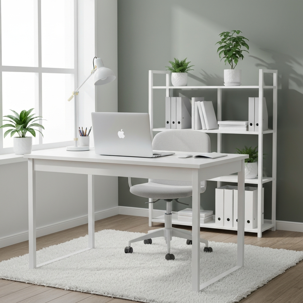 A minimalist workspace featuring three distinct digital devices—a laptop, a tablet, and a smartphone—each enclosed in its own faint, glowing glass-like forcefield. The background is a soft, out-of-focus modern office, emphasizing the concept of strict digital boundaries and compartmentalization. Clean, architectural composition.